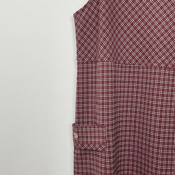 Talbots Plaid Red Tan Sleeveless Jumper Dress Plaid 10 Petite Made in USA - Picture 6 of 12